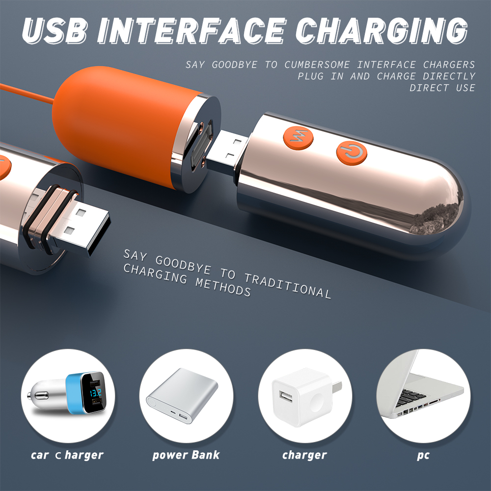 Oua Vibratoare Angie 9 Moduri Vibratii USB ABS/Silicon Portocaliu Passion Labs, Nr. 3, Erotic24.ro