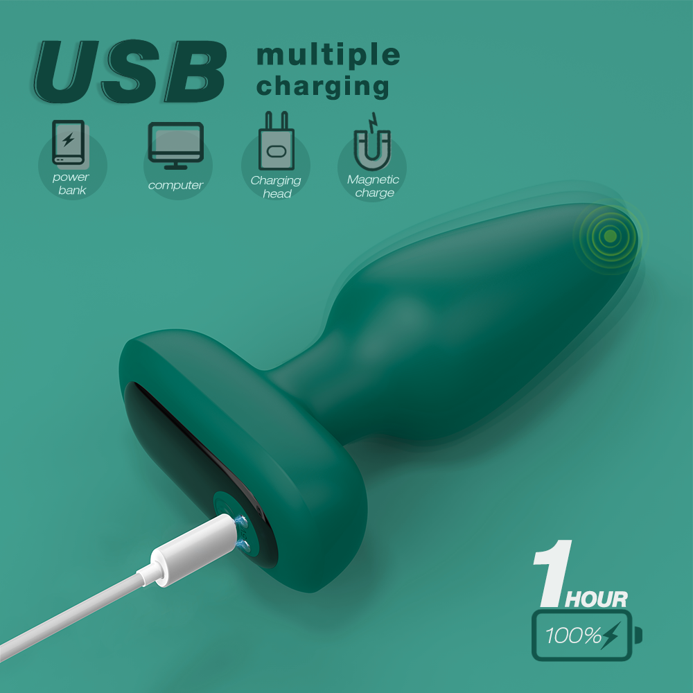 Dop Anal Zurel Remote Control 9 Moduri Vibratii Silicon USB Verde 12.2 cm Guilty Toys, Nr. 8, Erotic24.ro