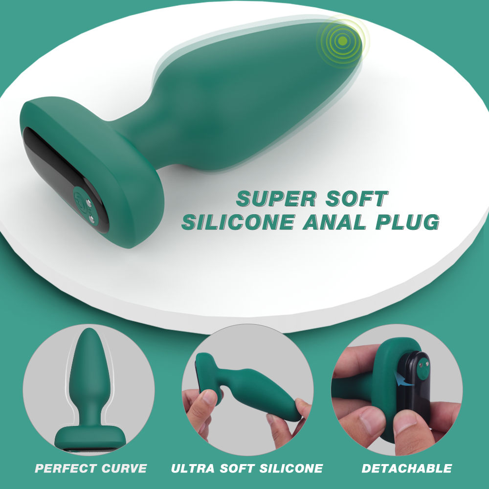 Dop Anal Zurel Remote Control 9 Moduri Vibratii Silicon USB Verde 12.2 cm Guilty Toys, Nr. 3, Erotic24.ro