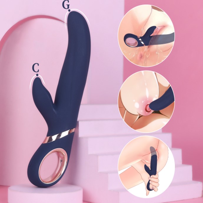 Vibrator Rabbit Dolphy 13 Moduri Vibratii Boost Mode USB Silicon Albastru Inchis 23 cm Mokko Toys, #2, Erotic24.ro