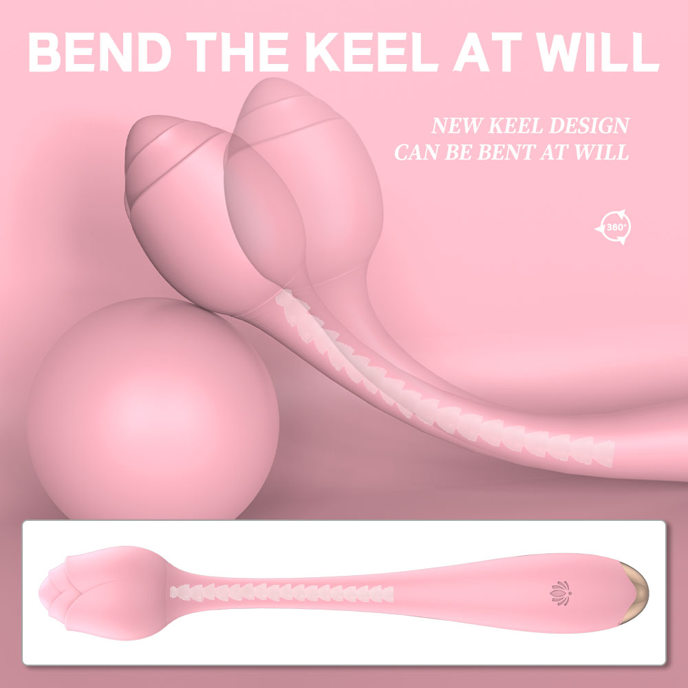 Vibrator Bendable Romance, 9 Moduri Vibratii, USB, Silicon, Roz, 22 cm, Passion Labs, Rose Collection, #5, Erotic24.ro