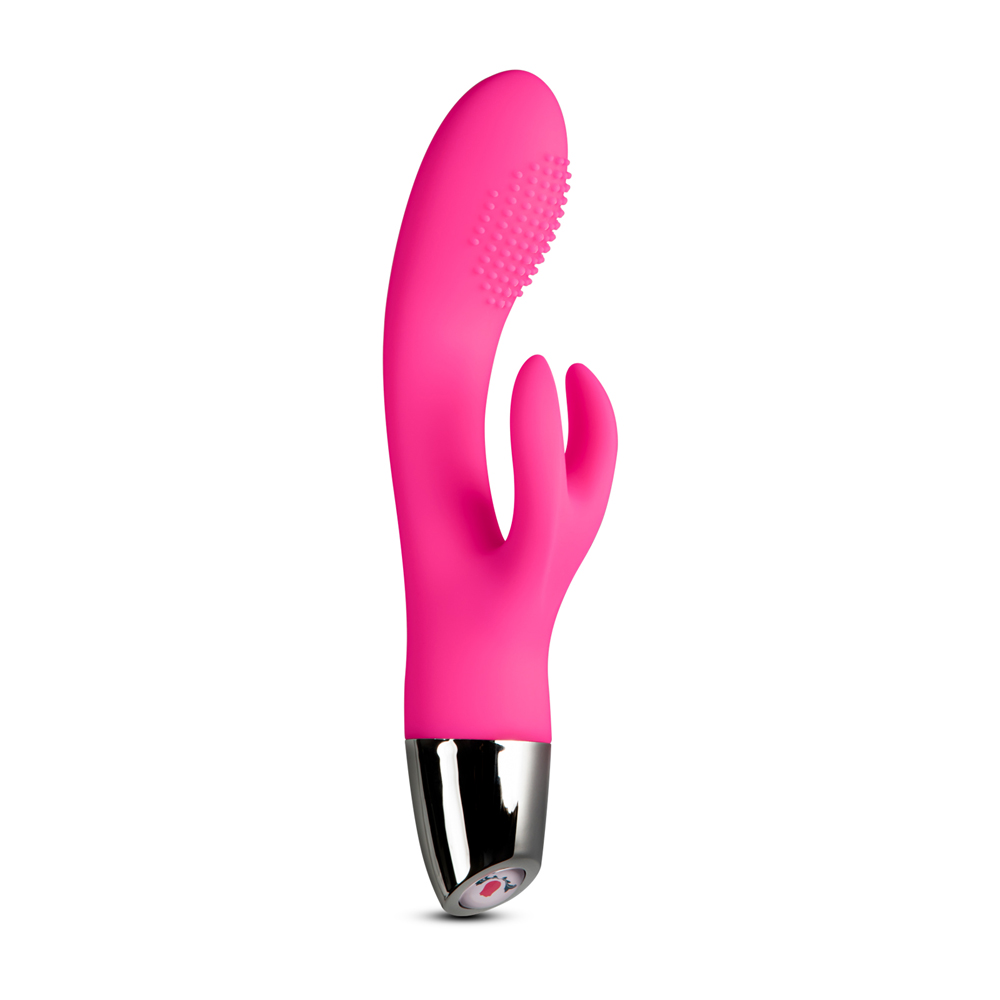 Vibrator Rabbit Benny 10 Moduri Vibratii Silicon USB Roz 20 cm Guilty Toys