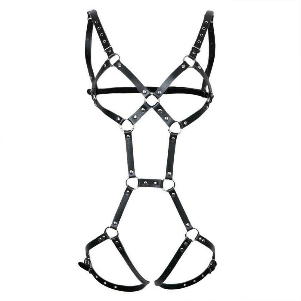 Sistem Harness Body with Cuffs Piele Ecologica OS, #3, Erotic24.ro