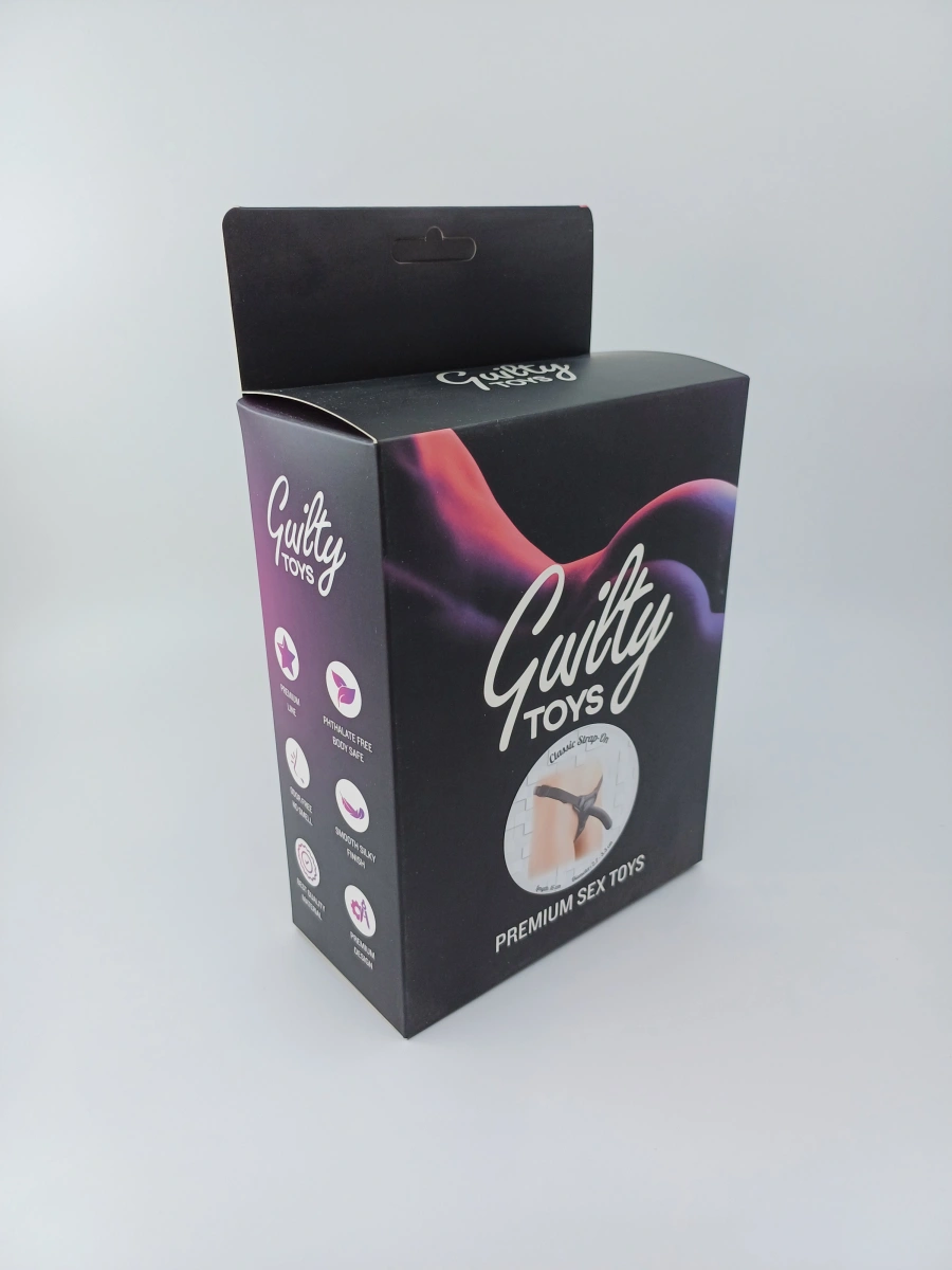 Strap On Dildo Curved Silicon Negru 16.5 cm Guilty Toys, Nr. 5, Erotic24.ro