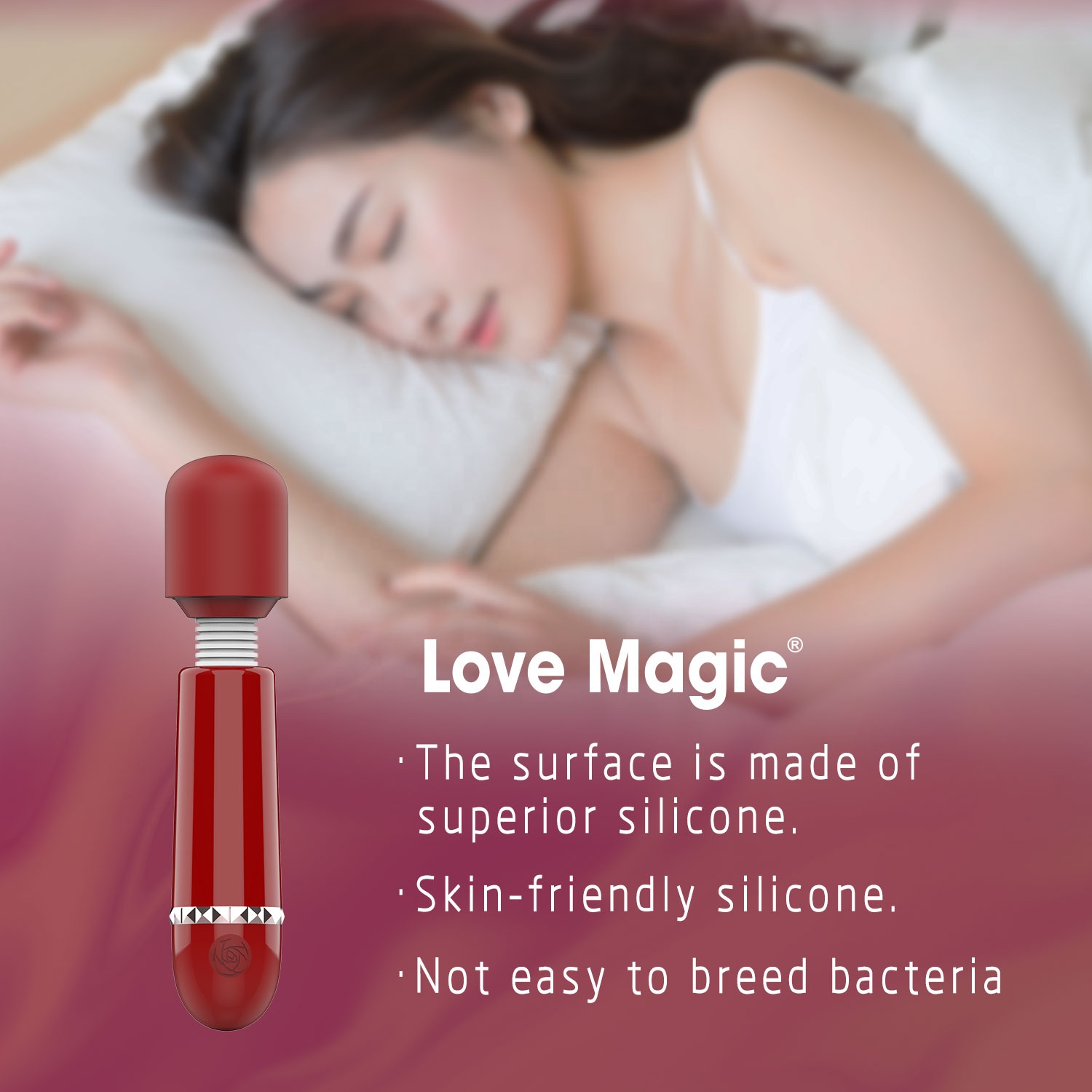 Micro Wand Starlet Guilty Toys 10 Moduri Vibratii USB Rosu, #5, Erotic24.ro