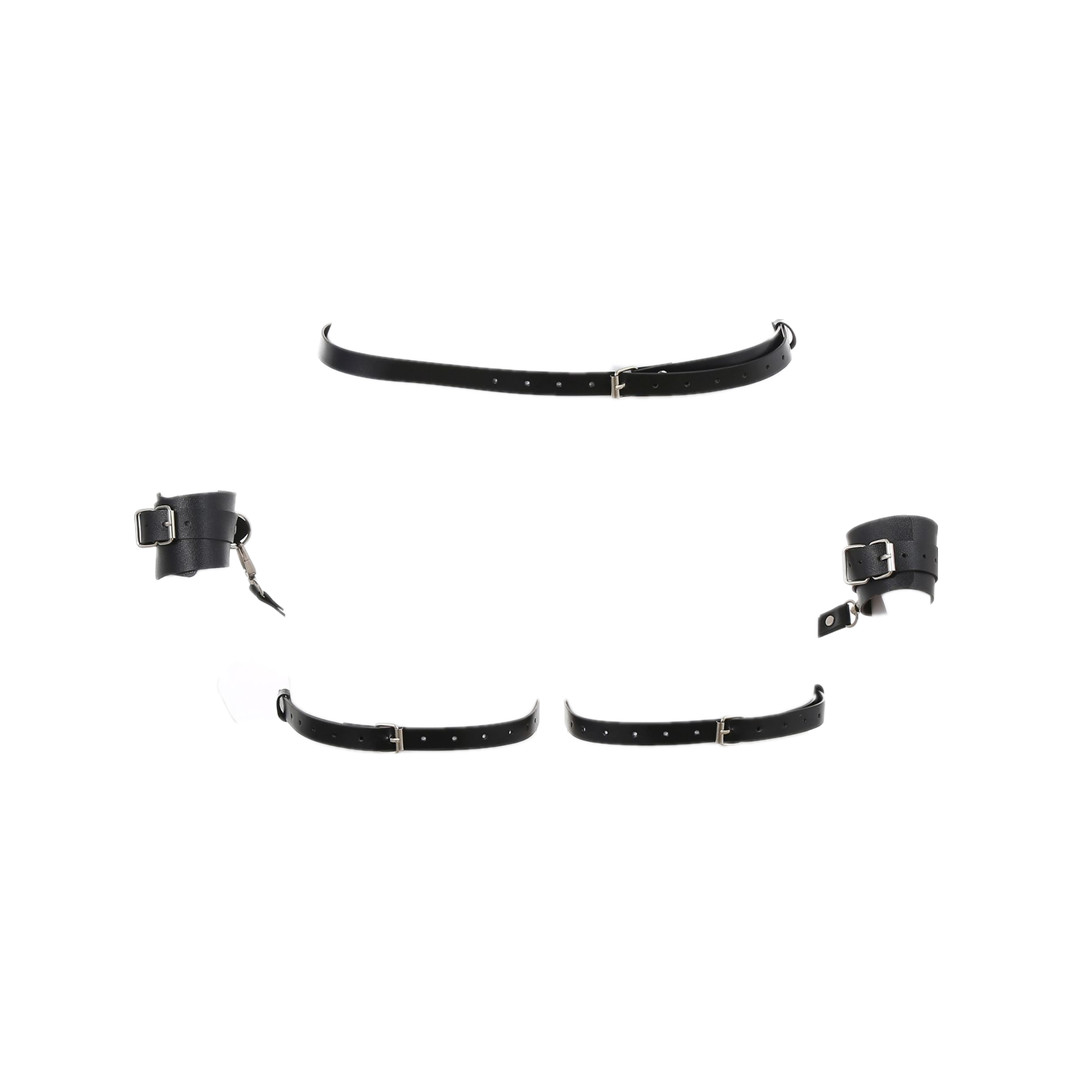 Sistem Harness Restricted with Cuffs Piele Ecologica OS, #5, Erotic24.ro