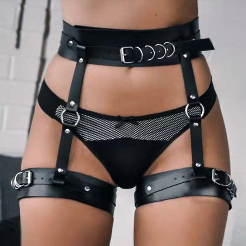 Sistem Harness Legs Garter Erotic Negru OS