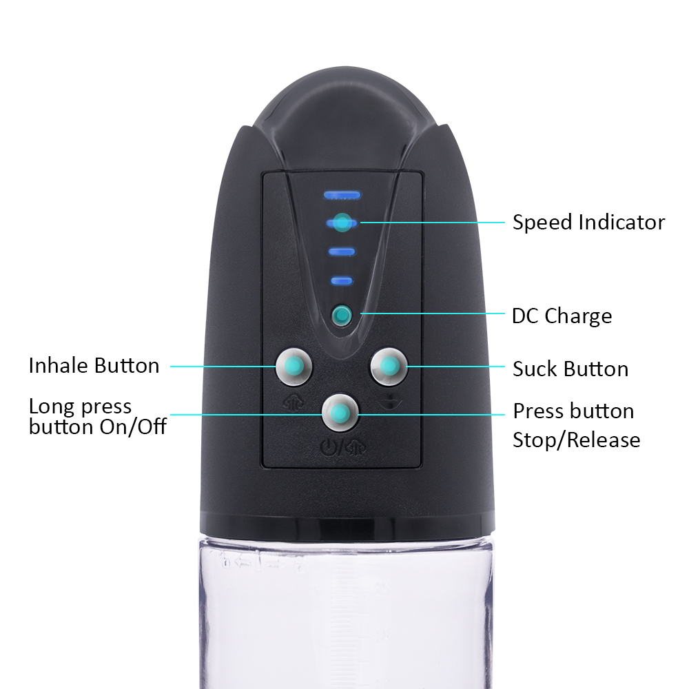 Pompa Electrica Suck Vacuum Penis Pump, 8 Moduri Suctiune, USB, Transparent, #14, Erotic24.ro