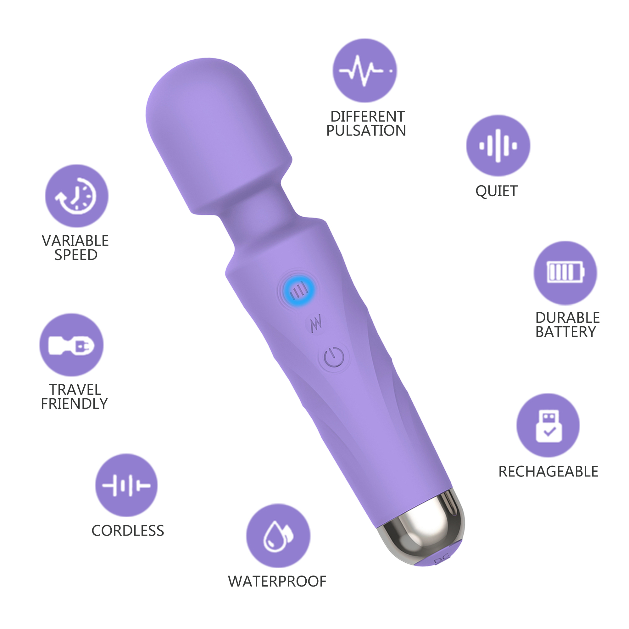 Vibrator Masaj Kendi, 20 Moduri Vibratii, 9 Intensitati Viteza, Functie Memorare si Resetare, Silicon, USB, Lila, Guilty Toys, #3, Erotic24.ro