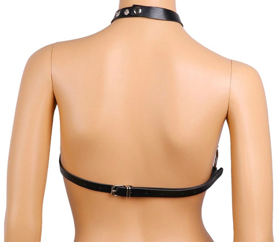 Harness Bra Cage Piele Ecologica OS, #3, Erotic24.ro