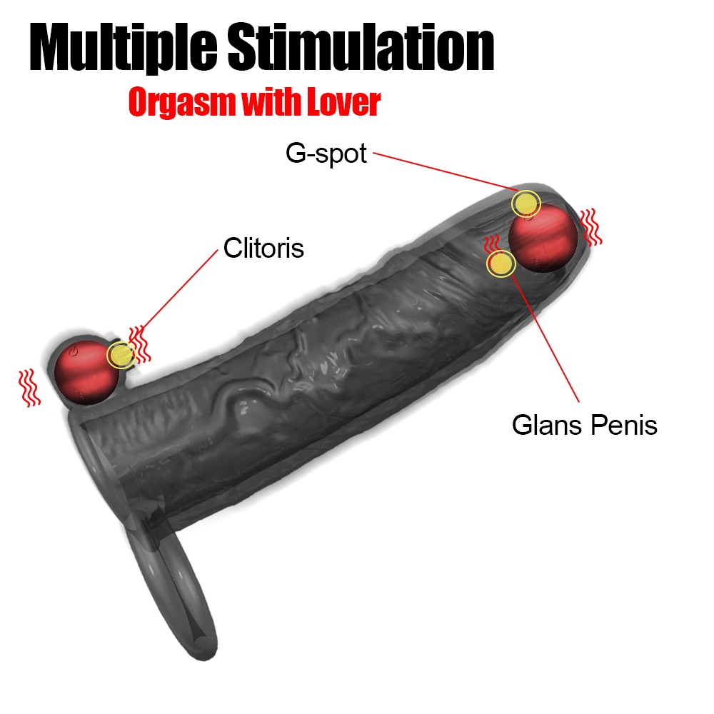 Prelungitor Penis cu 2 Bile Vibratoare, 10 Moduri Vibratii, USB, 14.5 cm, Passion Labs, #2, Erotic24.ro