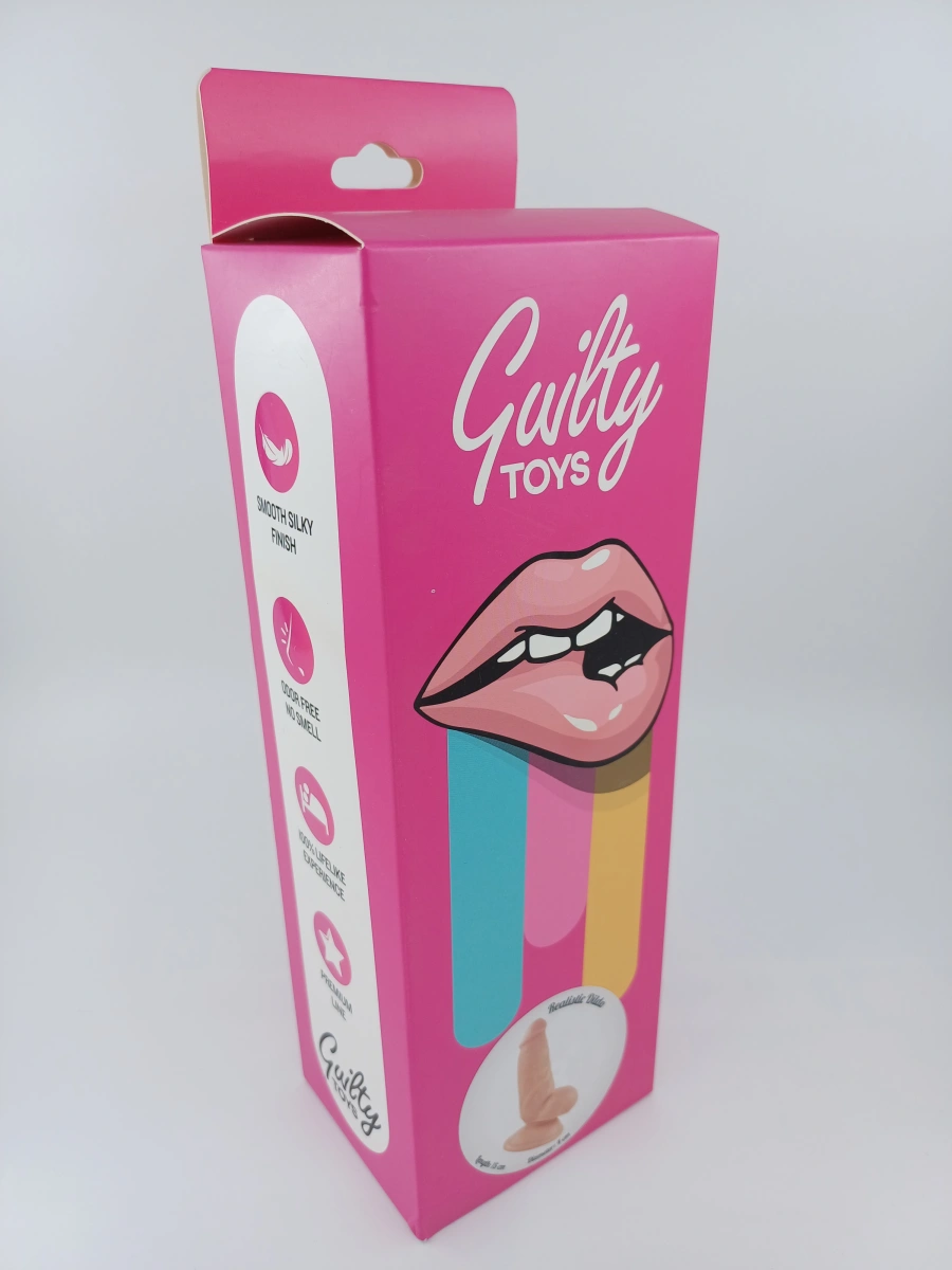 Dildo Realist Tedd cu Ventuza, PVC, Natural, 15 cm, Guilty Toys, Nr. 2, Erotic24.ro