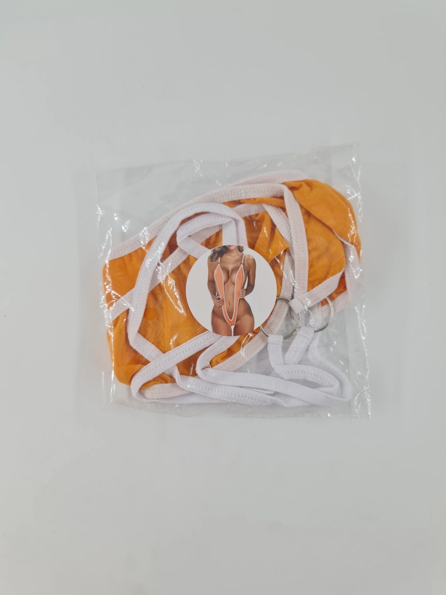 Micro Body Exotic, Portocaliu/Alb, S/M, #3, Erotic24.ro