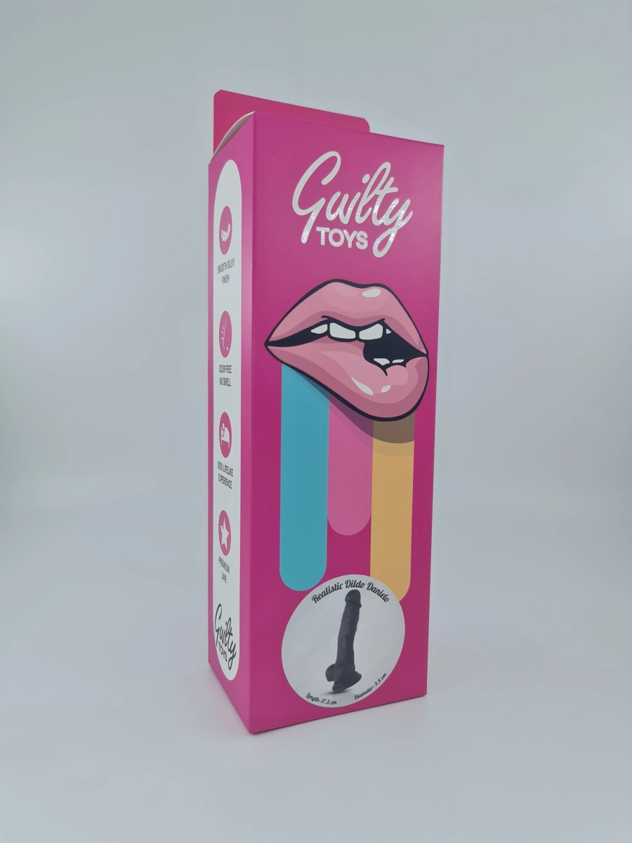 Dildo Realist cu Ventuza, Silicon, Negru, 17.5 cm, Guilty Toys, #2, Erotic24.ro