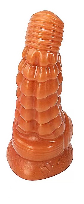 Dildo Dragon cu Ventuza, Silicon Lichid, Auriu, 21.5 cm, Passion Labs, Nr. 3, Erotic24.ro