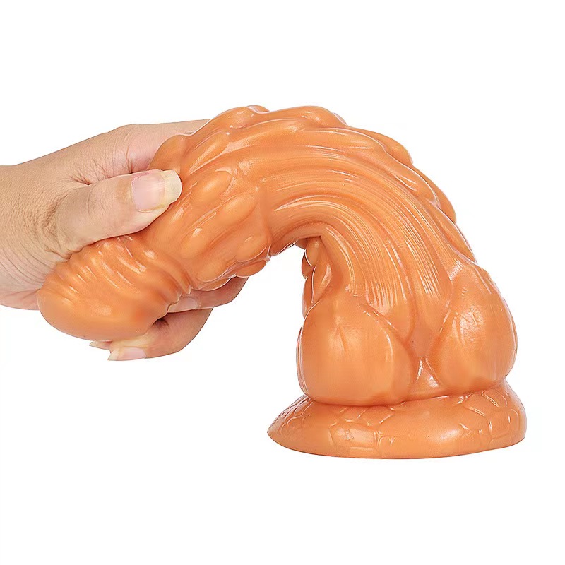 Dildo Dragon cu Ventuza, Silicon Lichid, Auriu, 21.5 cm, Passion Labs, Nr. 2, Erotic24.ro
