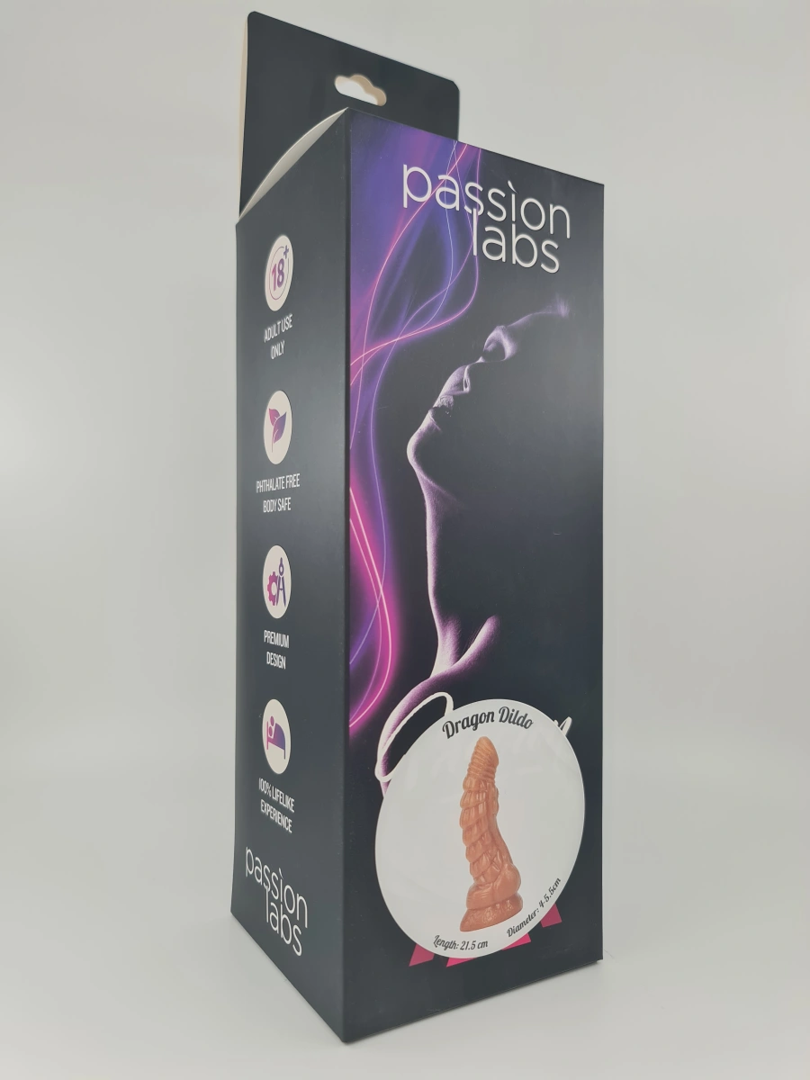 Dildo Dragon cu Ventuza, Silicon Lichid, Auriu, 21.5 cm, Passion Labs, Nr. 4, Erotic24.ro