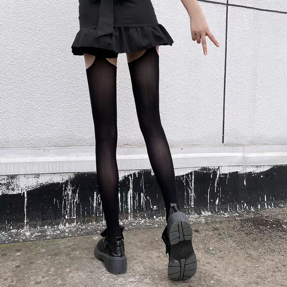 Ciorapi Plasa cu Efect Portjartier, Negru, S-L, #3, Erotic24.ro