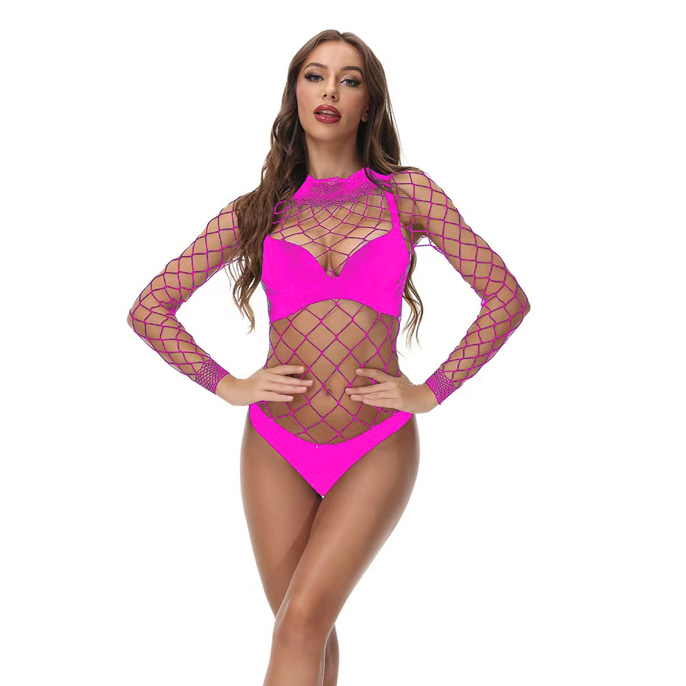 Body Tanga Marlyn Plasa Fishnet, Roz Neon, S-L, #1, Erotic24.ro
