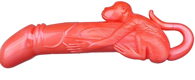 Dildo Realist Monkey, Soft PVC, Rosu, 25 cm, Mokko Toys