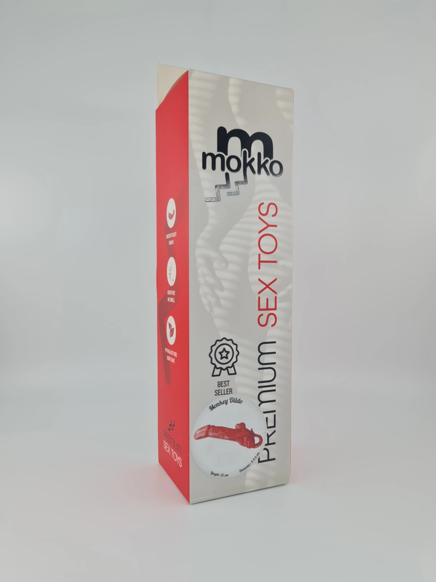 Dildo Realist Monkey, Soft PVC, Rosu, 25 cm, Mokko Toys, Nr. 3, Erotic24.ro