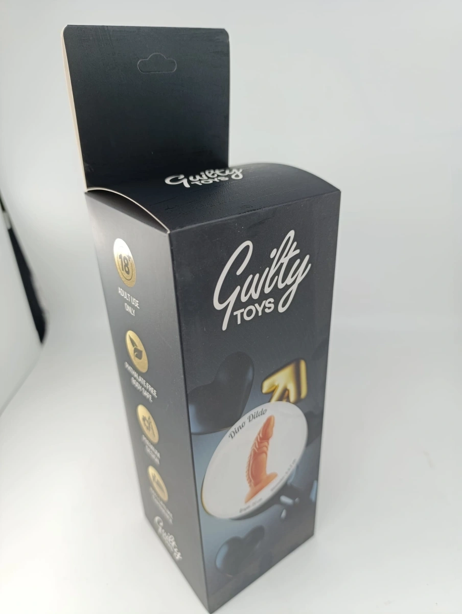 Dildo Dino cu Ventuza, Silicon Lichid, Auriu, 20 cm, Guilty Toys, #5, Erotic24.ro