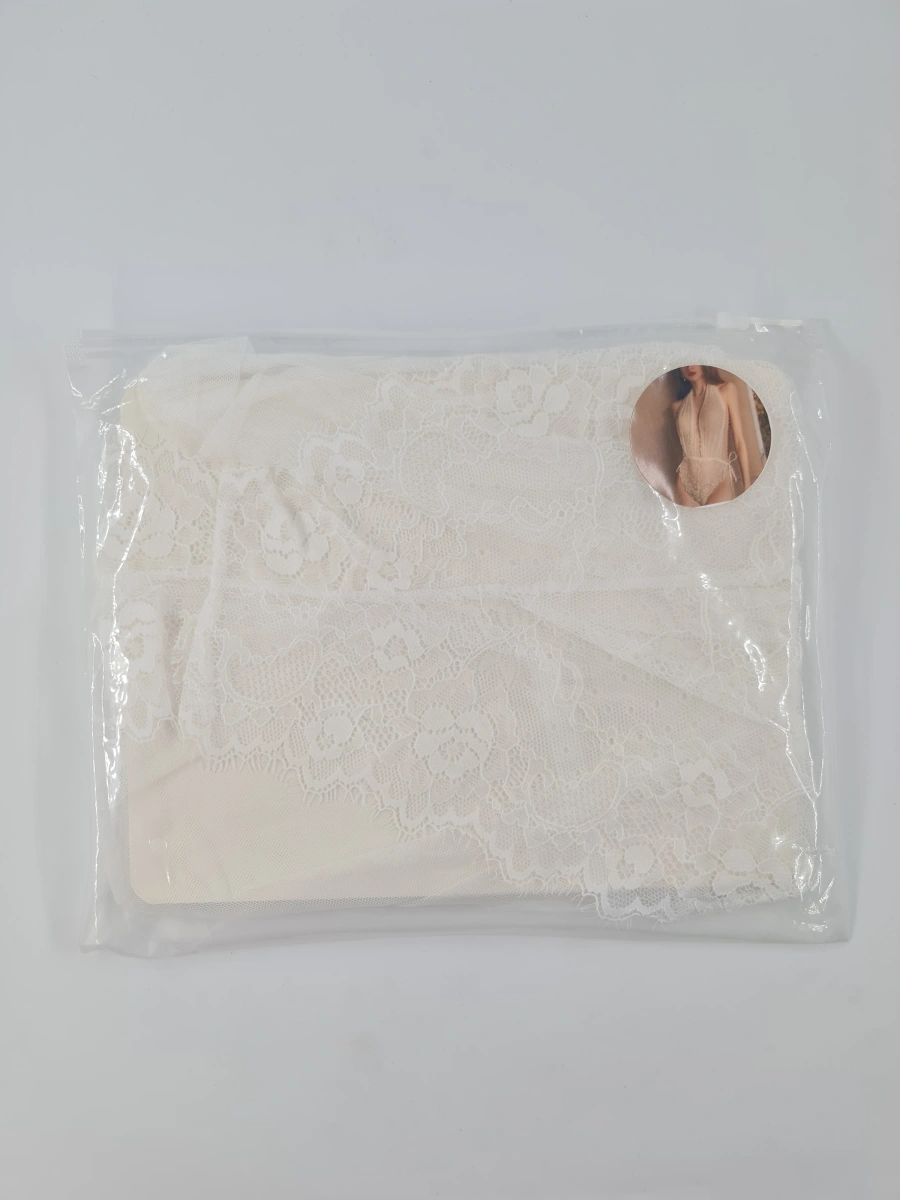 Body Ajustabil din Plasa si Dantela, Alb, S-L, #3, Erotic24.ro