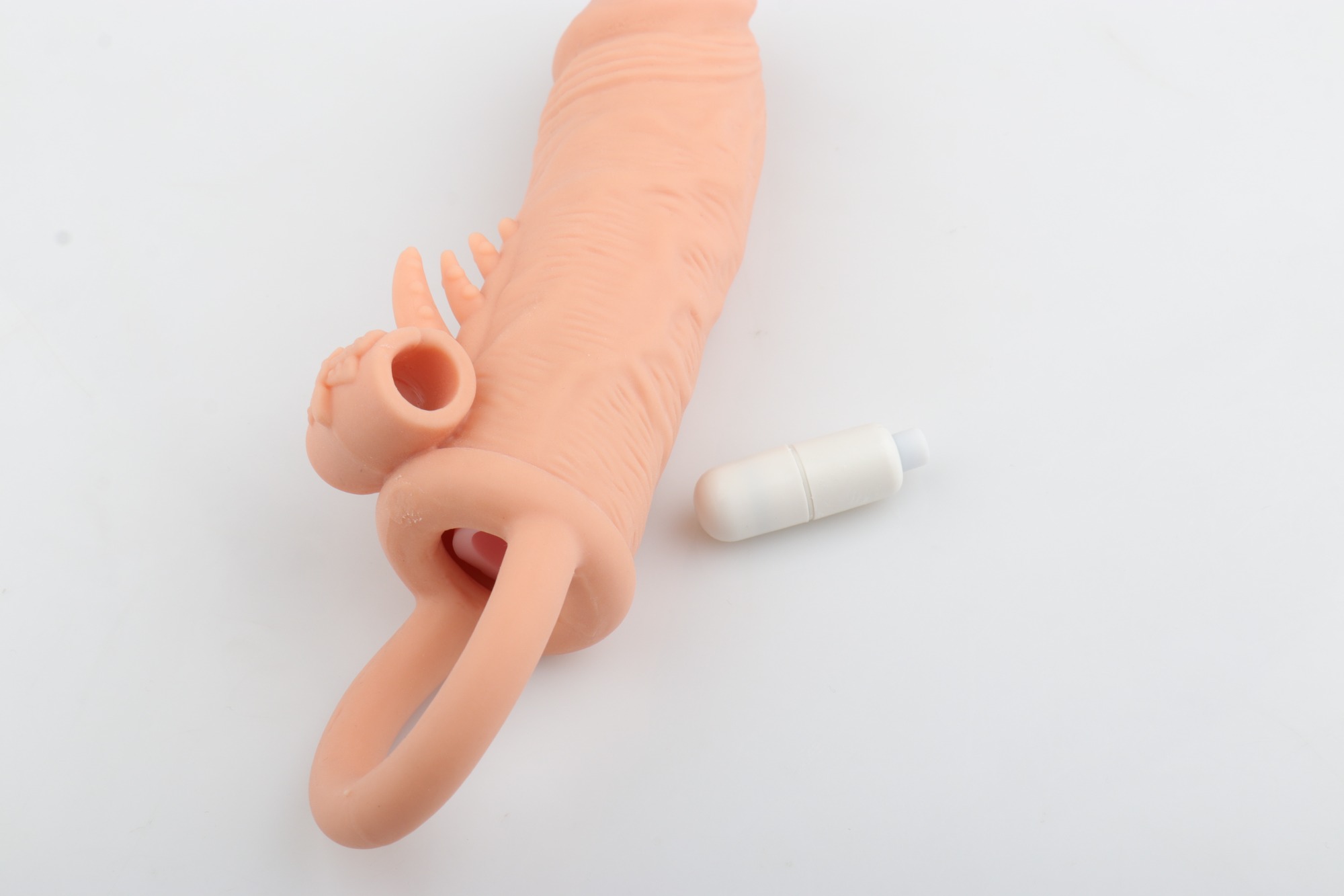 Prelungitor Penis Philip +3 cm cu Vibratii, Natural, 14 cm, Passion Labs, #2, Erotic24.ro