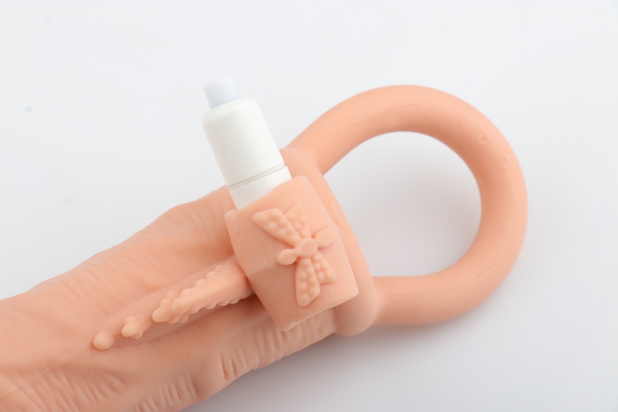 Prelungitor Penis Philip +3 cm cu Vibratii, Natural, 14 cm, Passion Labs, #3, Erotic24.ro