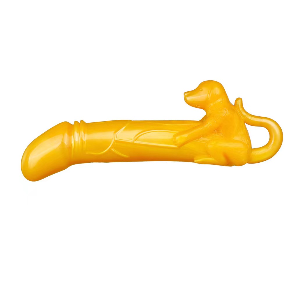 Dildo Realist Doggy, Soft PVC, Galben, 25 cm, Mokko Toys 