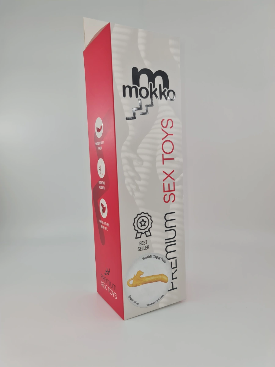 Dildo Realist Doggy, Soft PVC, Galben, 25 cm, Mokko Toys, #3, Erotic24.ro