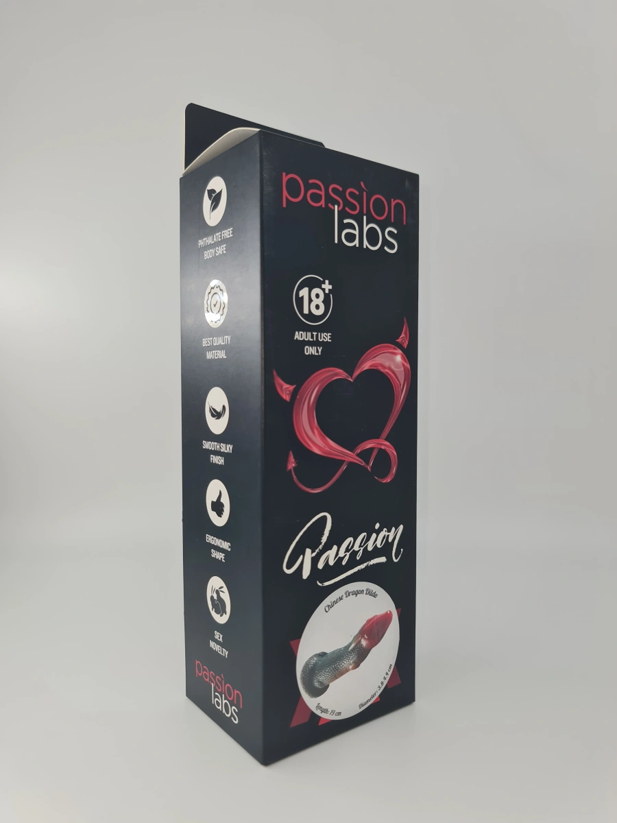 Dildo Chinese Dragon cu Ventuza, Silicon Lichid, Rosu/Verde, 19 cm, Passion Labs, Nr. 6, Erotic24.ro