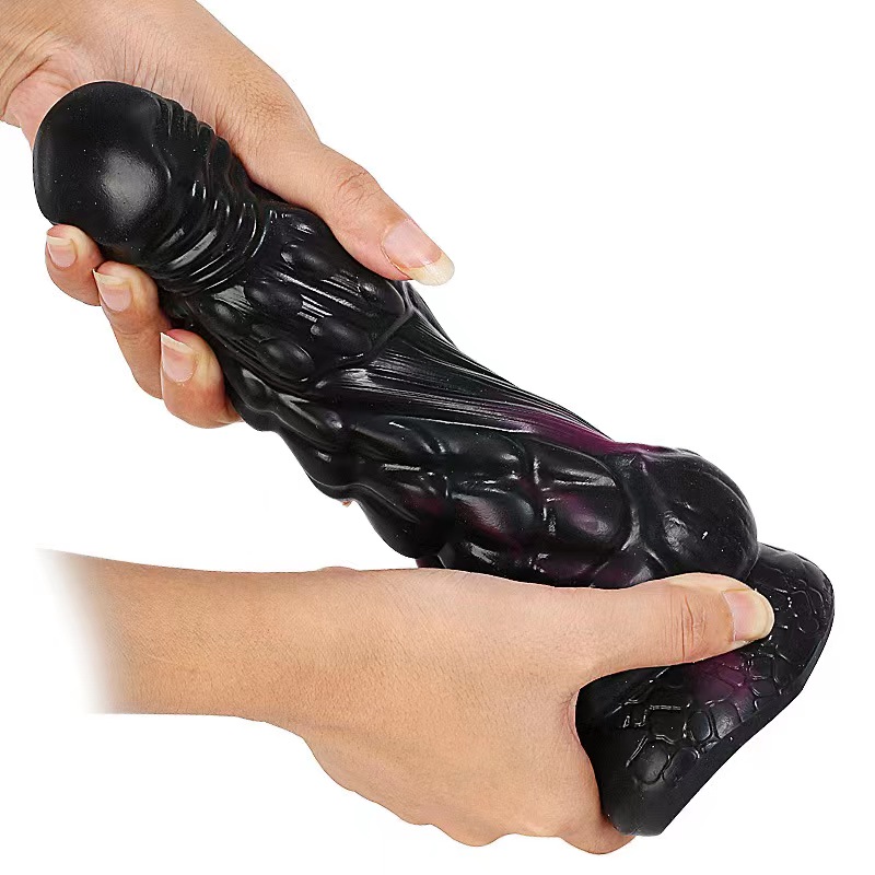 Dildo Dragon cu Ventuza, Silicon Lichid, Negru, 21.5 cm, Passion Labs, Nr. 2, Erotic24.ro