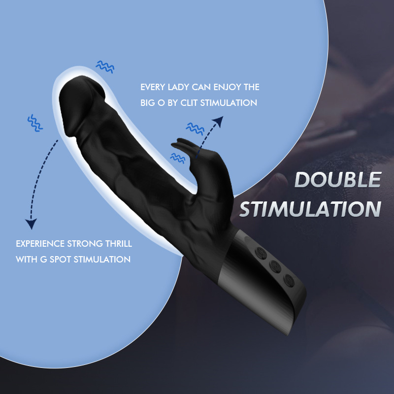 Vibrator Iepuras Hollis, 30 Moduri Vibratii, Silicon, Negru, 22.5 cm, Passion Labs, Nr. 4, Erotic24.ro