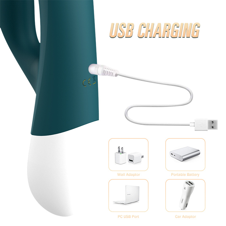 Vibrator Iepuras Lyle, 12+3 Moduri Vibratii, Silicon, Verde, 23.5 cm, Guilty Toys, Nr. 3, Erotic24.ro