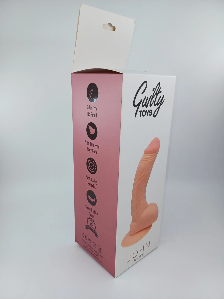 Dildo Realist cu Ventuza John, PVC, Natural, 19 cm, Guilty Toys, Nr. 5, Erotic24.ro