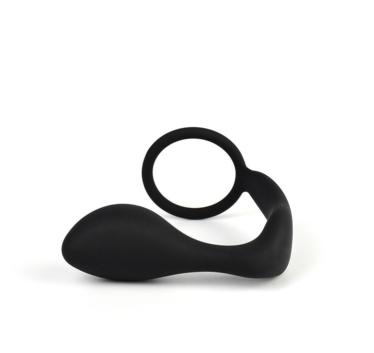 Inel cu Stimulator Prostata, Silicon, Negru, Passion Labs, #1, Erotic24.ro