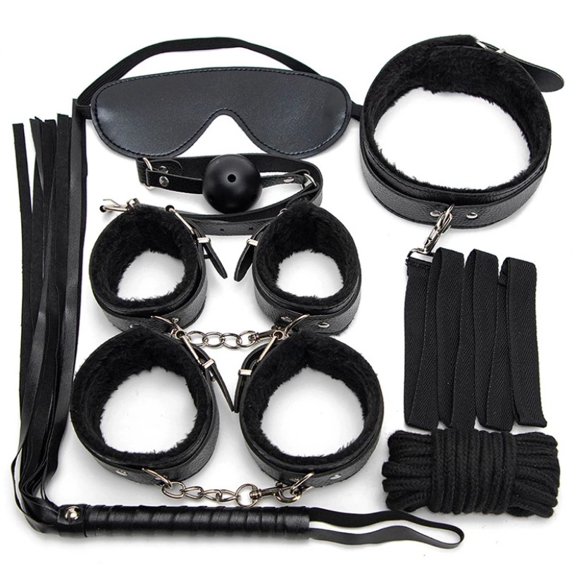 Set BDSM Fetish, 7 Piese, Negru, Guilty Toys, #1, Erotic24.ro