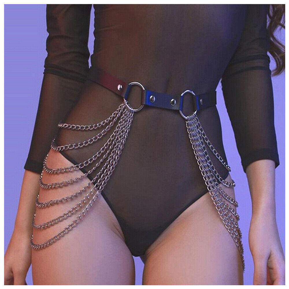 Sistem Harness Belt Chain, Piele Ecologica, S-L, Nr. 2, Erotic24.ro