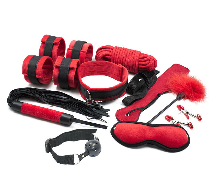 Set BDSM Soft Touch 10 Piese, Rosu, Guilty Toys, #1, Erotic24.ro