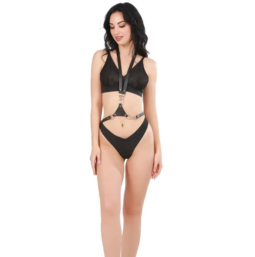 Harness Sexy Look, Piele Ecologica, Negru, S-L, Nr. 2, Erotic24.ro