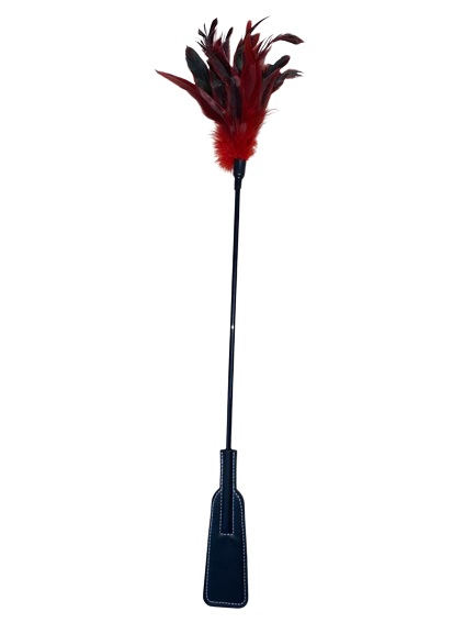 Accesoriu Dublu Tickler si Cravasa, Negru/Rosu, 63 cm, #1, Erotic24.ro