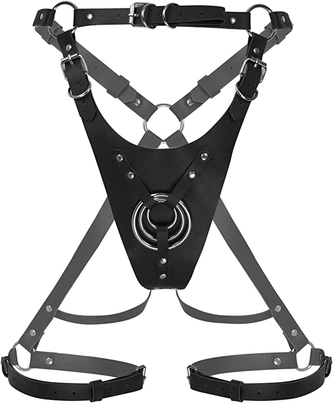 Harness Sexy Thong-Garter, Piele Ecologica, Negru, S-L, JGF Lingerie, #2, Erotic24.ro