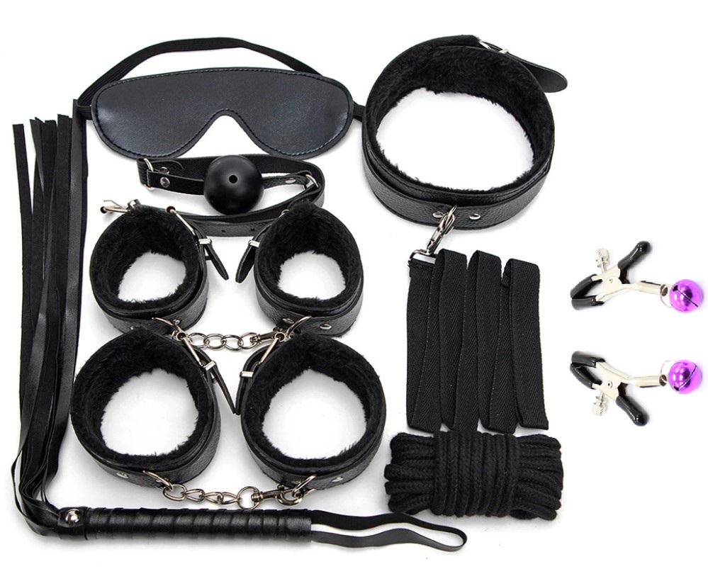 Set BDSM Erotic Time 8 Piese, Negru, Passion Labs, #1, Erotic24.ro