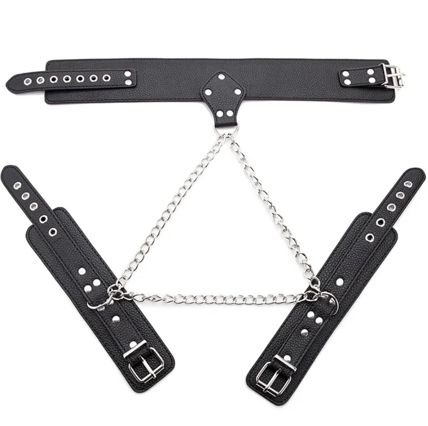 Catuse cu Zgarda Fetish Night, Piele Ecologica, Negru, Mokko Toys, #2, Erotic24.ro