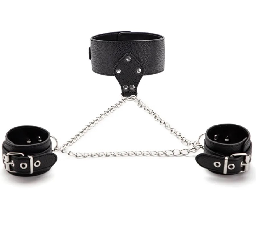 Catuse cu Zgarda Fetish Night, Piele Ecologica, Negru, Mokko Toys, #1, Erotic24.ro