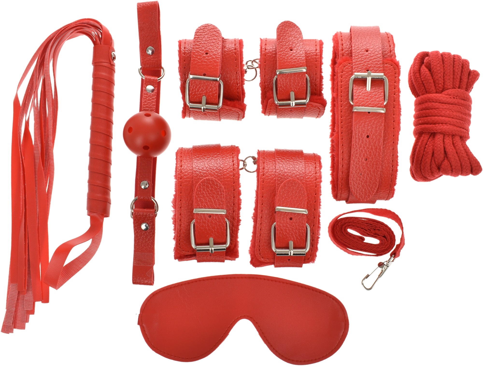 Set BDSM Fetish, 7 Piese, Rosu, Guilty Toys, #1, Erotic24.ro