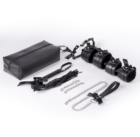 Set BDSM Good Girl, 4 Piese cu Geanta Depozitare, Negru, #1, Erotic24.ro