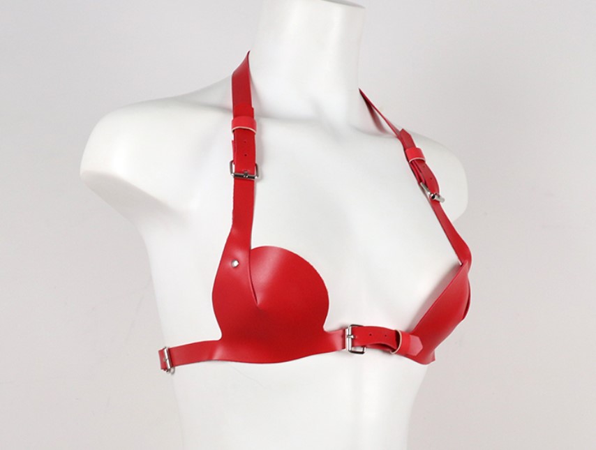 Sutien Sexy din Piele Ecologica, Rosu, S-L, JGF Lingerie , Nr. 2, Erotic24.ro