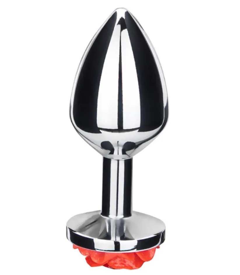 Dop Anal Rose Pleasure Small, Argintiu/Rosu, Guilty Toys, #2, Erotic24.ro